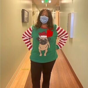 Ugly Christmas Sweater Green Pug Crewneck